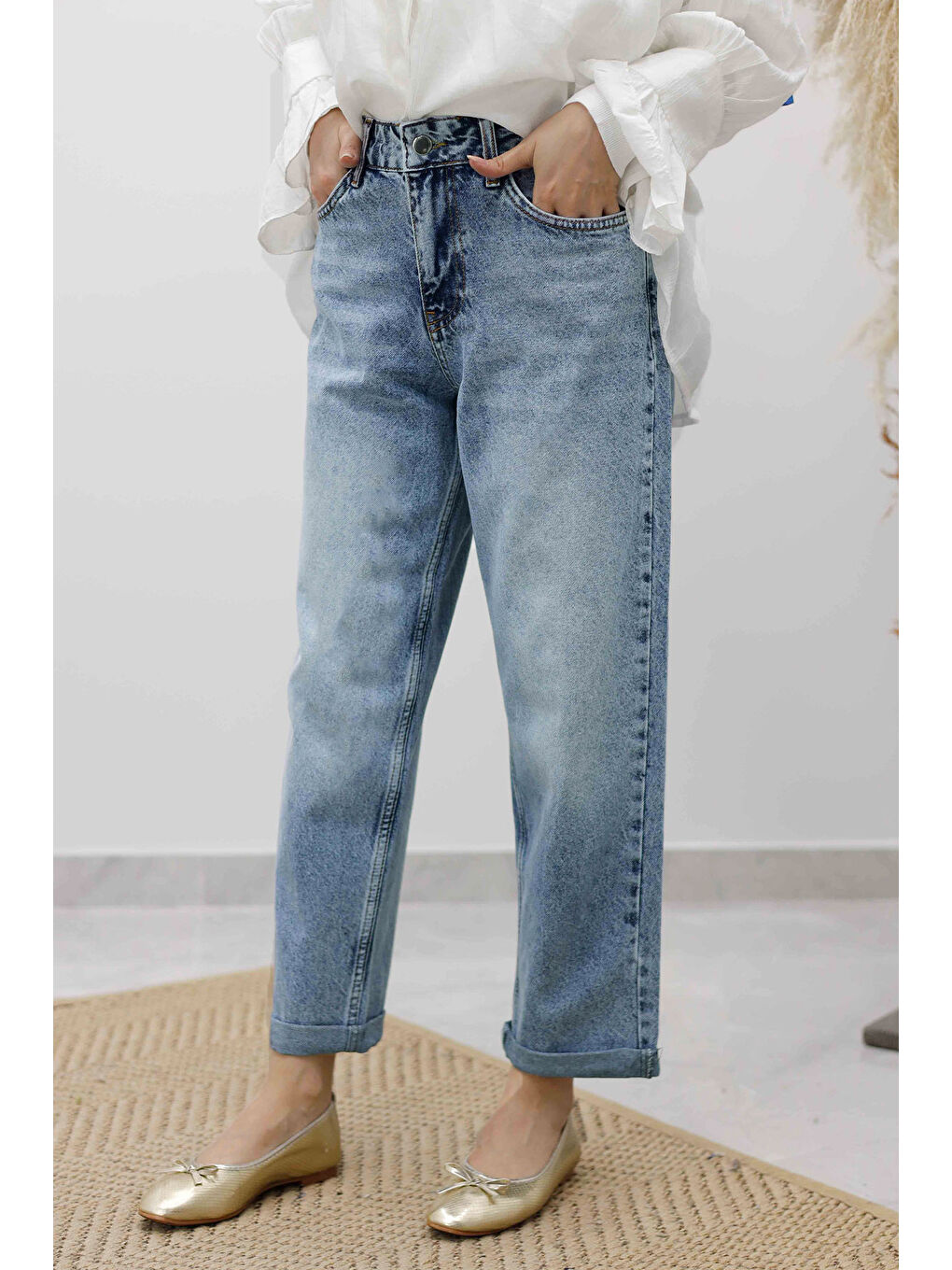 Mom Jean Pantolon TSD260123 Açık Mavi-3