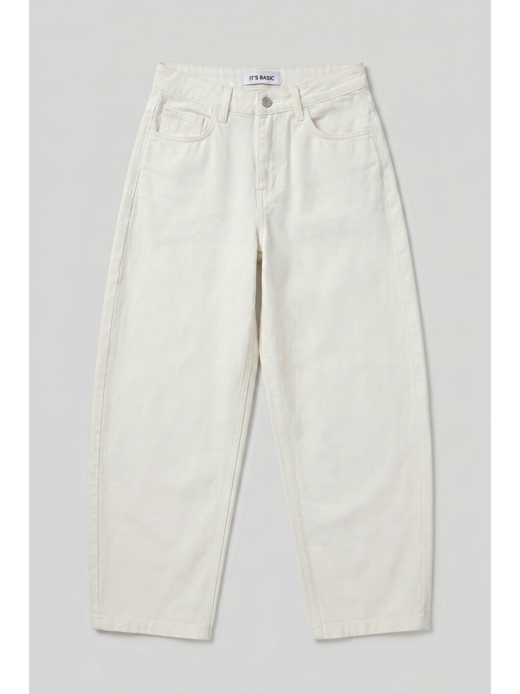 Kadın Kırık Beyaz 7s6-101 High Rise Tapered Leg Fit Denim Jean-2