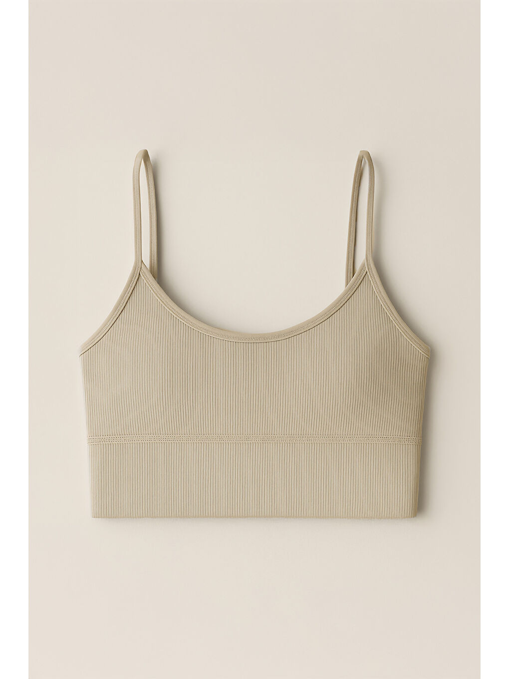 Bej İnce Askılı Toparlayıcı Ripli Spor Büstiyer-2