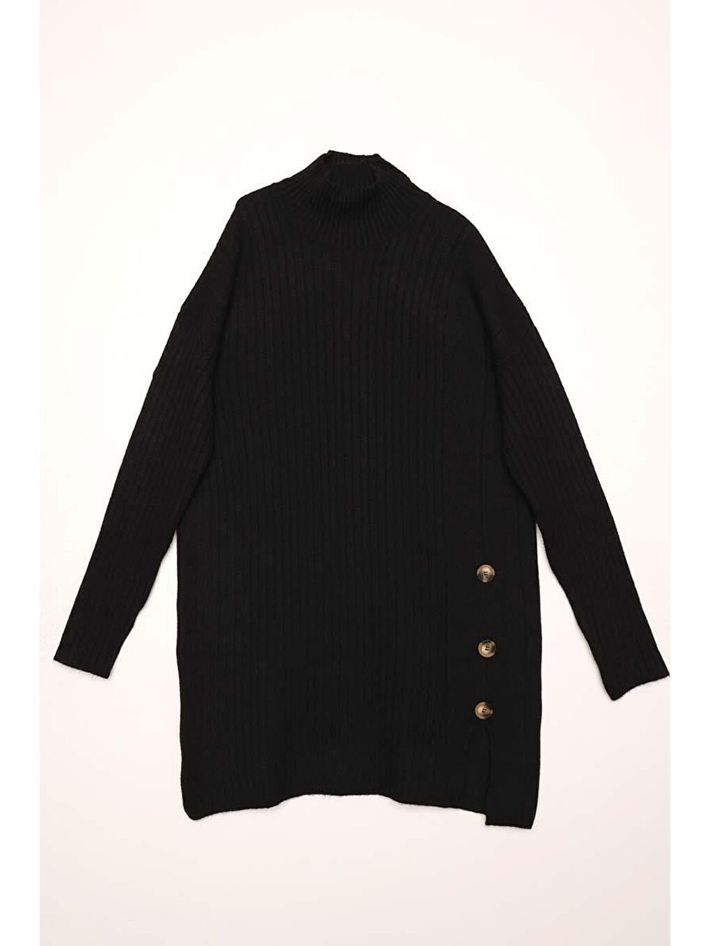 Siyah-Yarım Balıkçı Yaka Triko Tunik-7