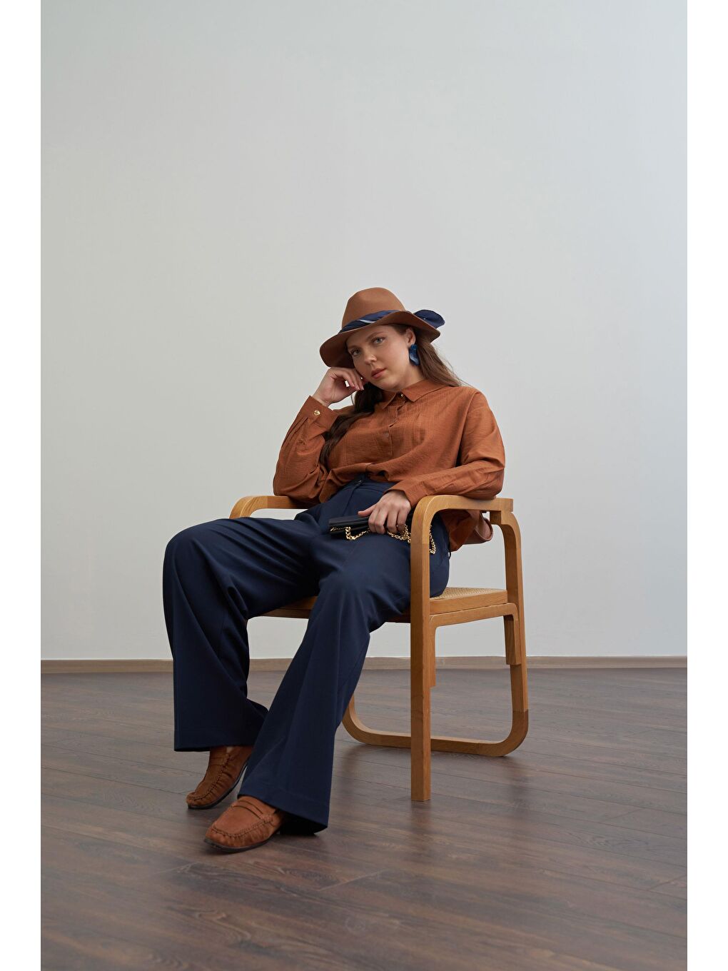 Lacivert-Önü Pileli Polyviscon Pantolon