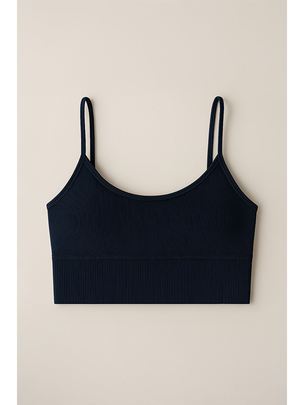 Lacivert İnce Askılı Toparlayıcı Ripli Spor Büstiyer-2