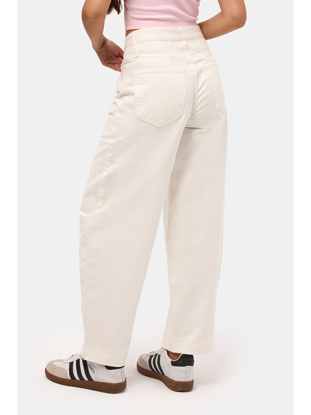 Kadın Kırık Beyaz 7s6-101 High Rise Tapered Leg Fit Denim Jean-4