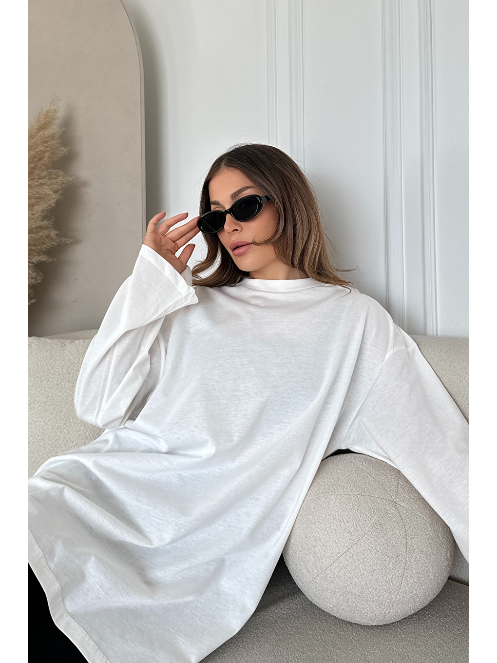 Geniş Kol Oversize 2'Li Paket T-Shirt 964 Ekru/İndigo-10