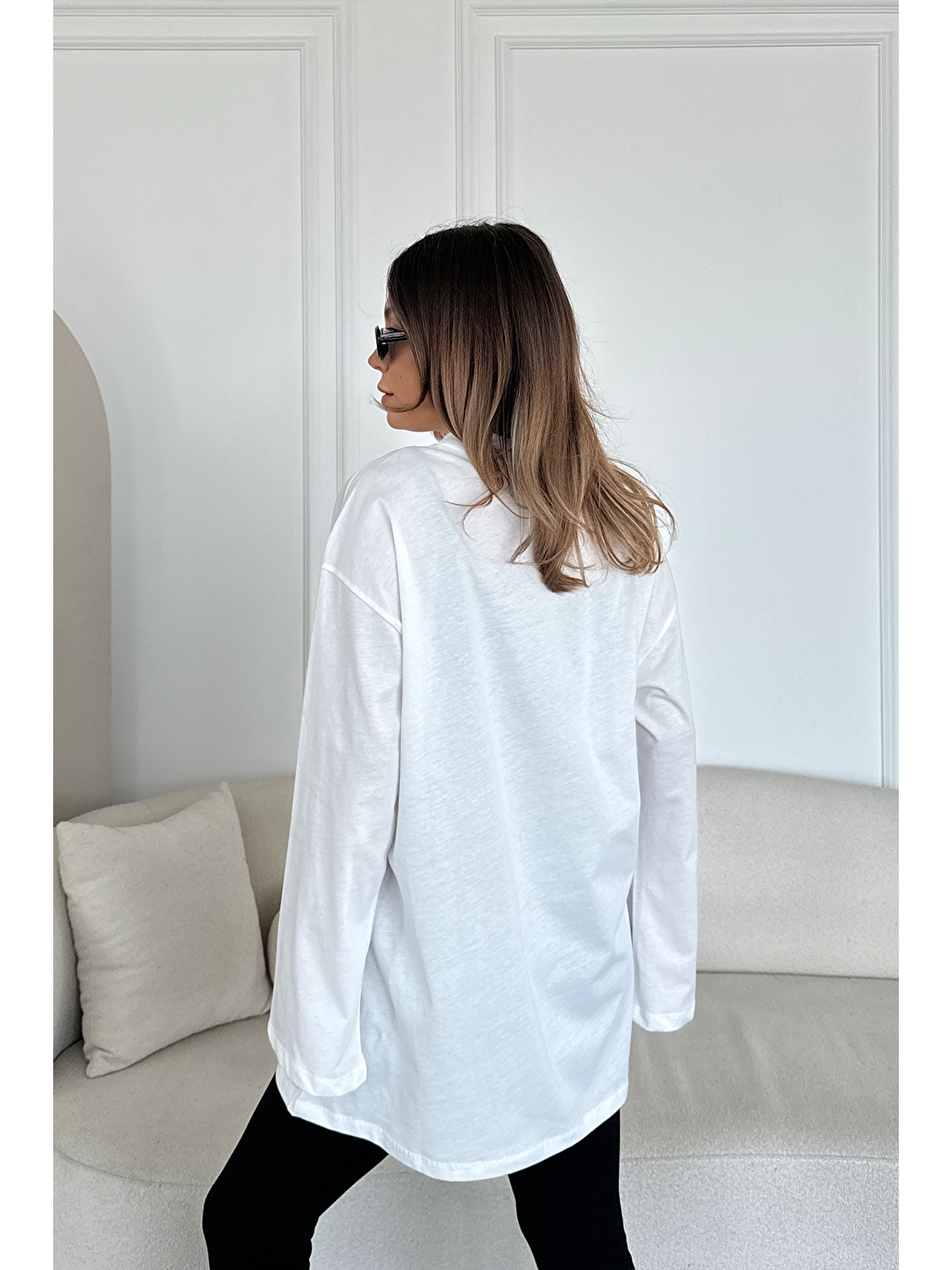 Geniş Kol Oversize 2'Li Paket T-Shirt 964 Ekru/İndigo-11