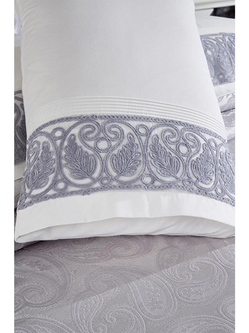 Şal 10 Parça Battaniyeli Çeyiz Seti Gri-4