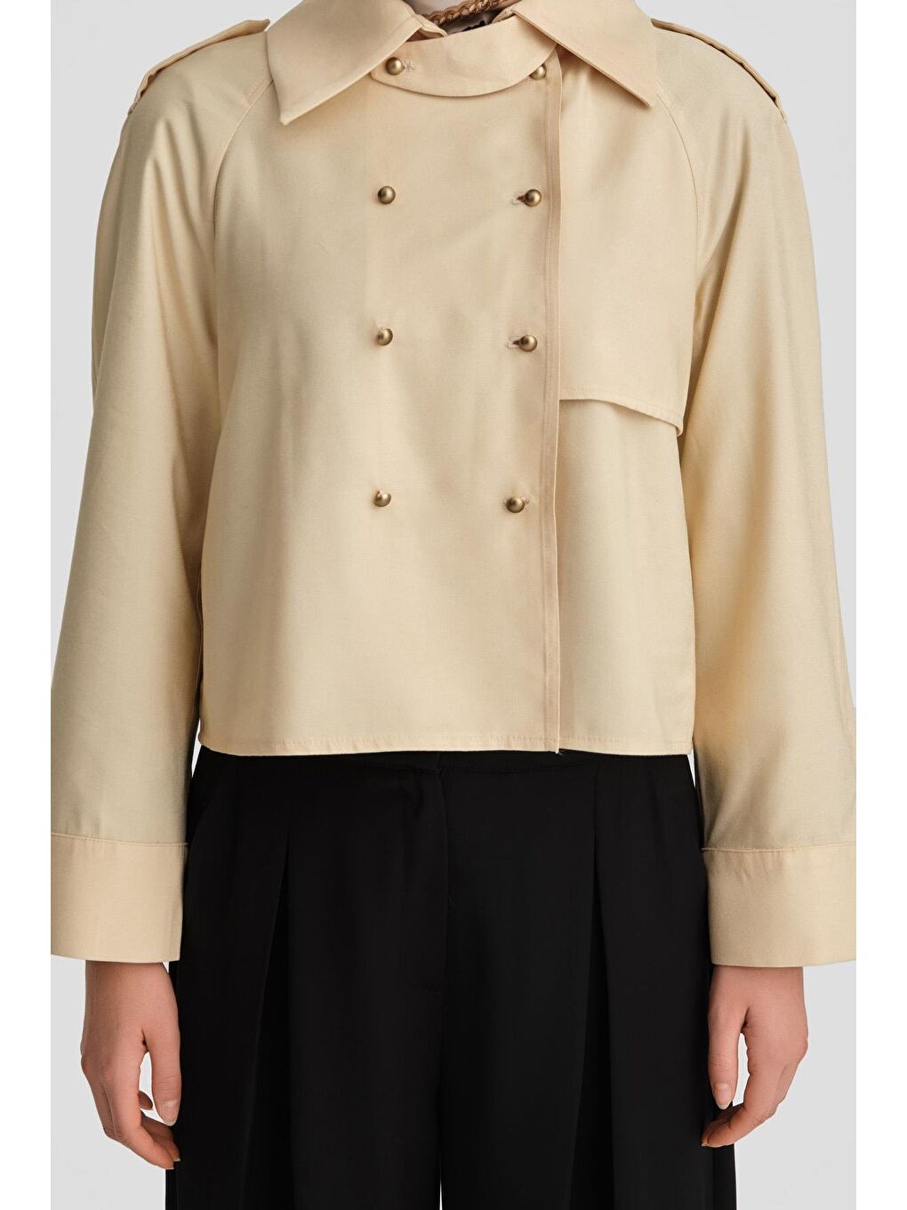Ekru Trench Ceket 24K3604 Aytaşı-7