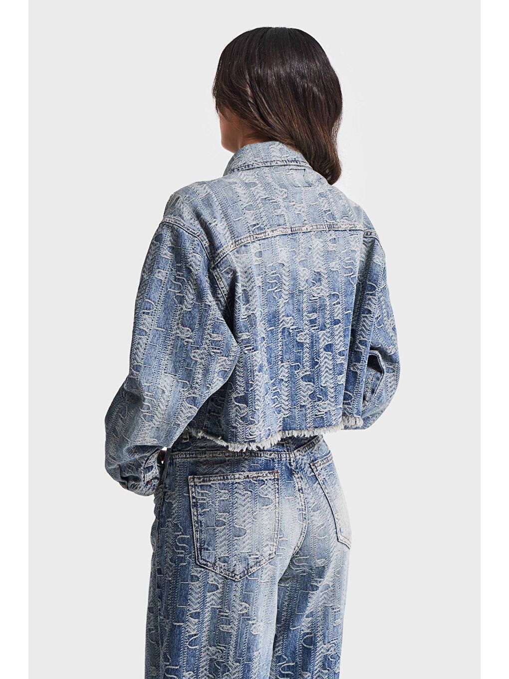 Mavi Kadın Jean Rengi 4w5-32 Crop Straight Fit Özel Kumaş Tasarım Denim Ceket-3