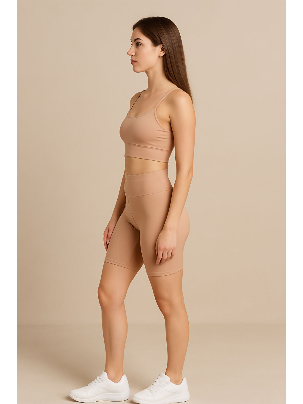 Turuncu Yüksek Bel Toparlayıcı Kadın Spor Kısa Tayt-2