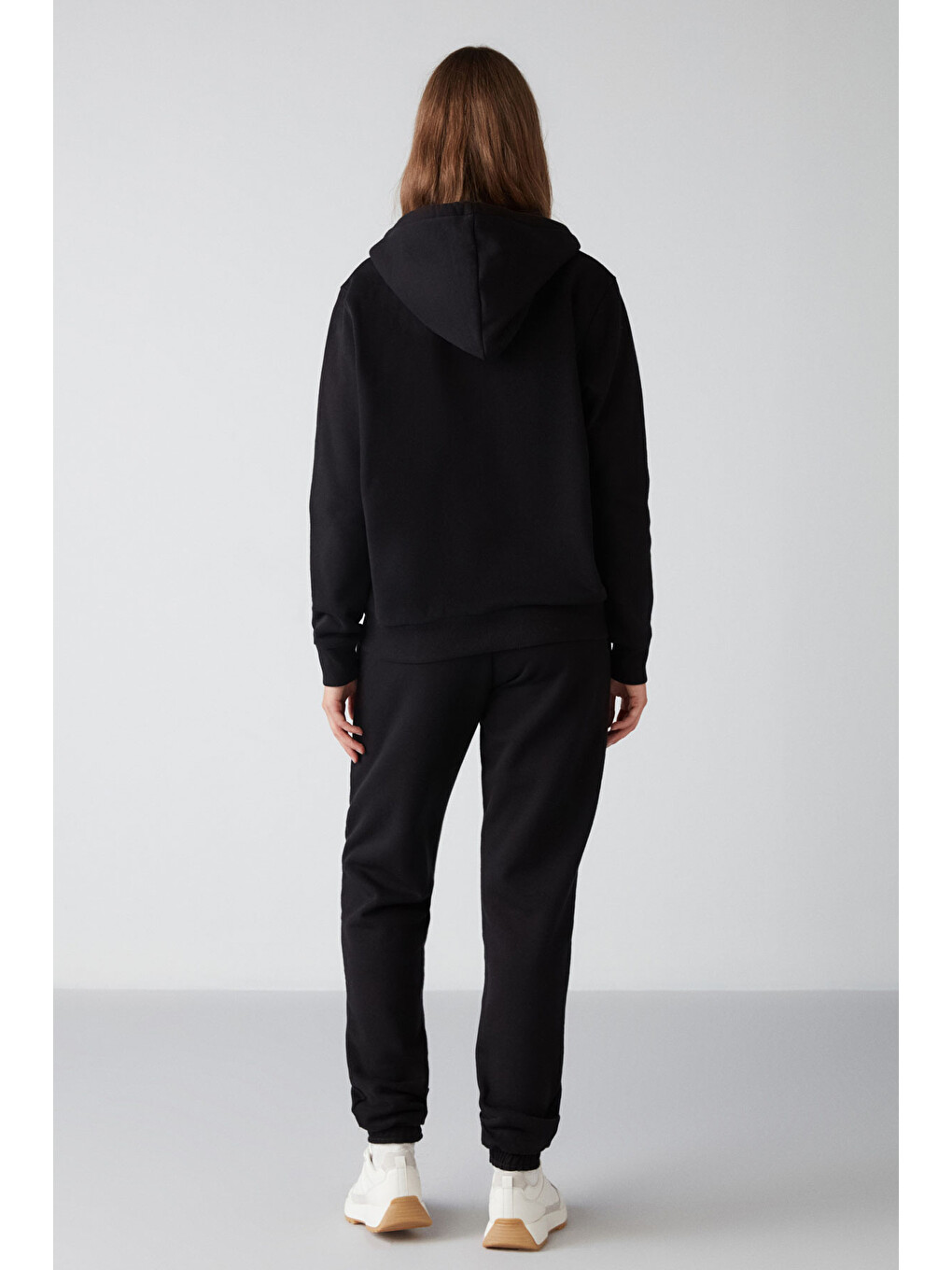 Carlota Kadın Içi Polarlı Organik Kumaşlı Metal Fermuarlı Kapüşonlu Yumuşacık Siyah Sweatshirt-6