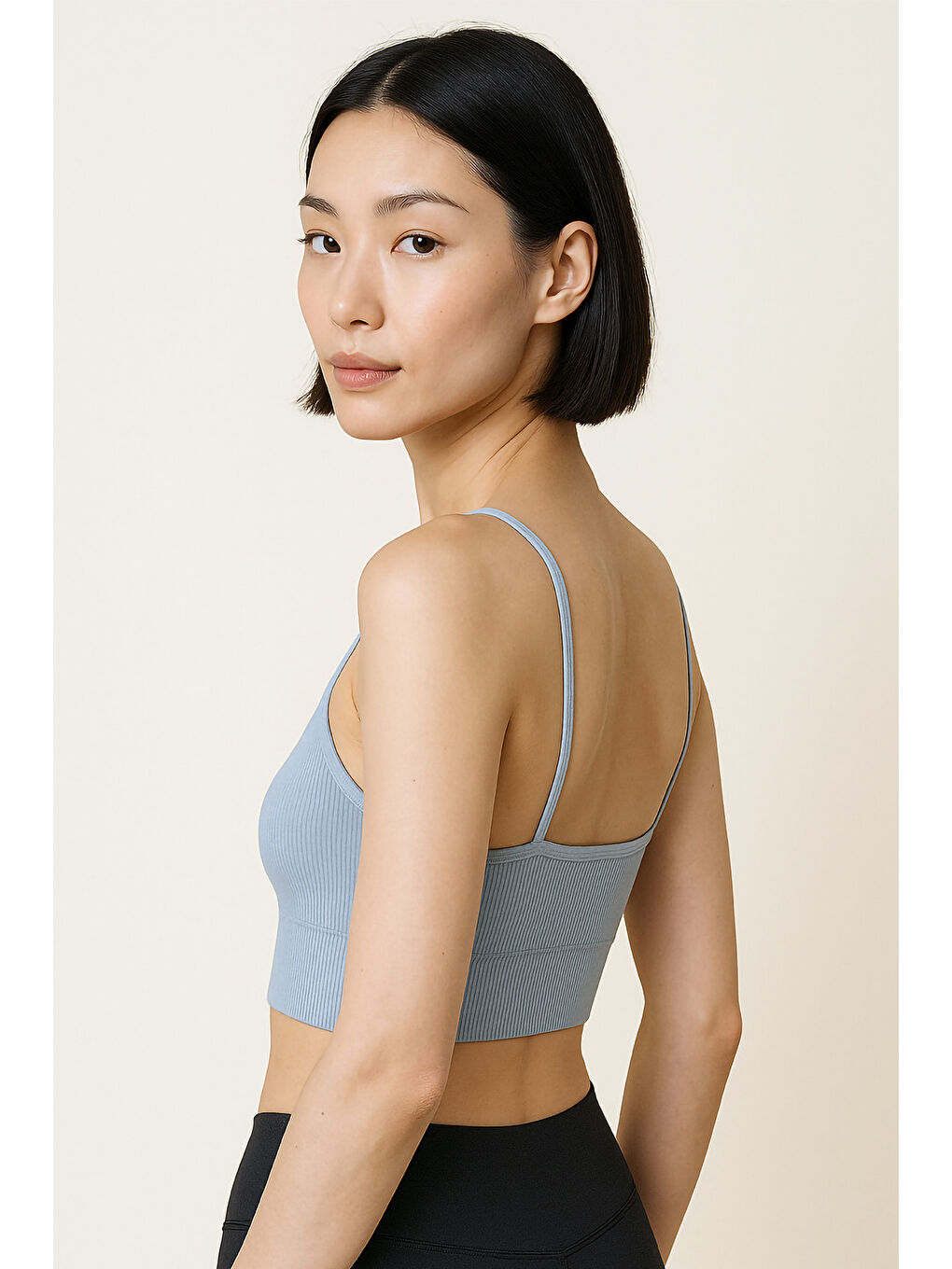 Mavi İnce Askılı Toparlayıcı Ripli Spor Büstiyer-2