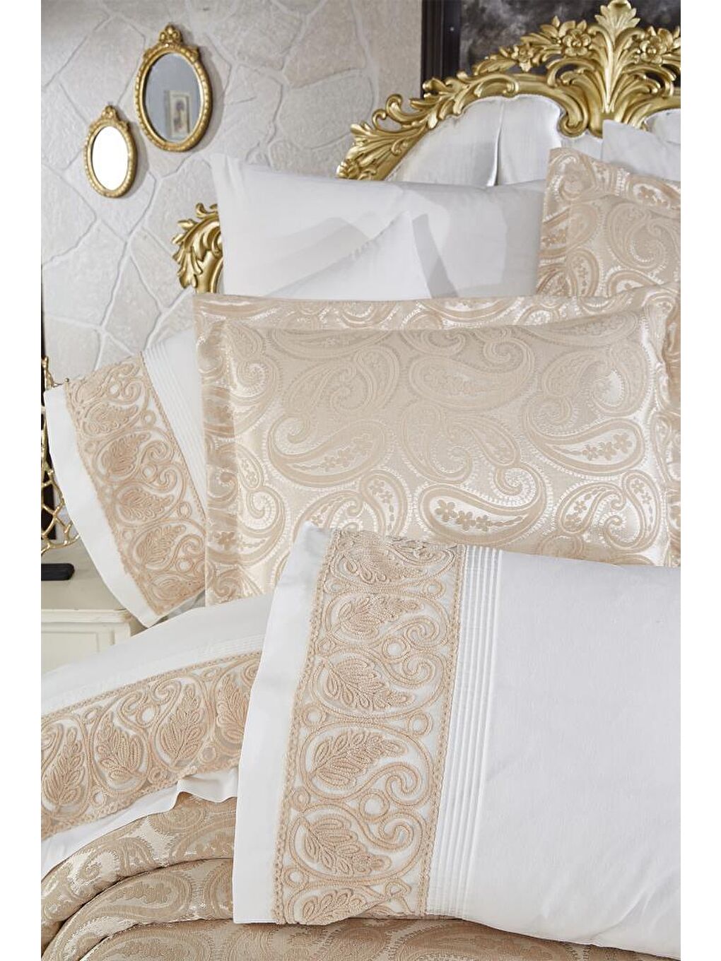 Şal 10 Parça Battaniyeli Çeyiz Seti Bej-2