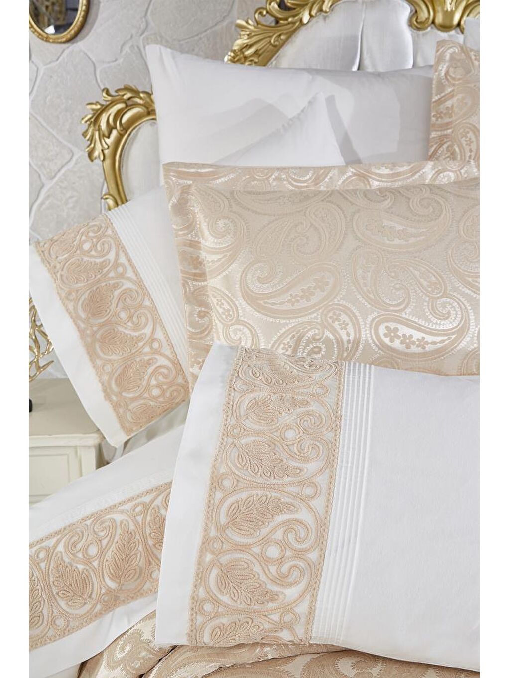 Şal 10 Parça Battaniyeli Çeyiz Seti Bej-3