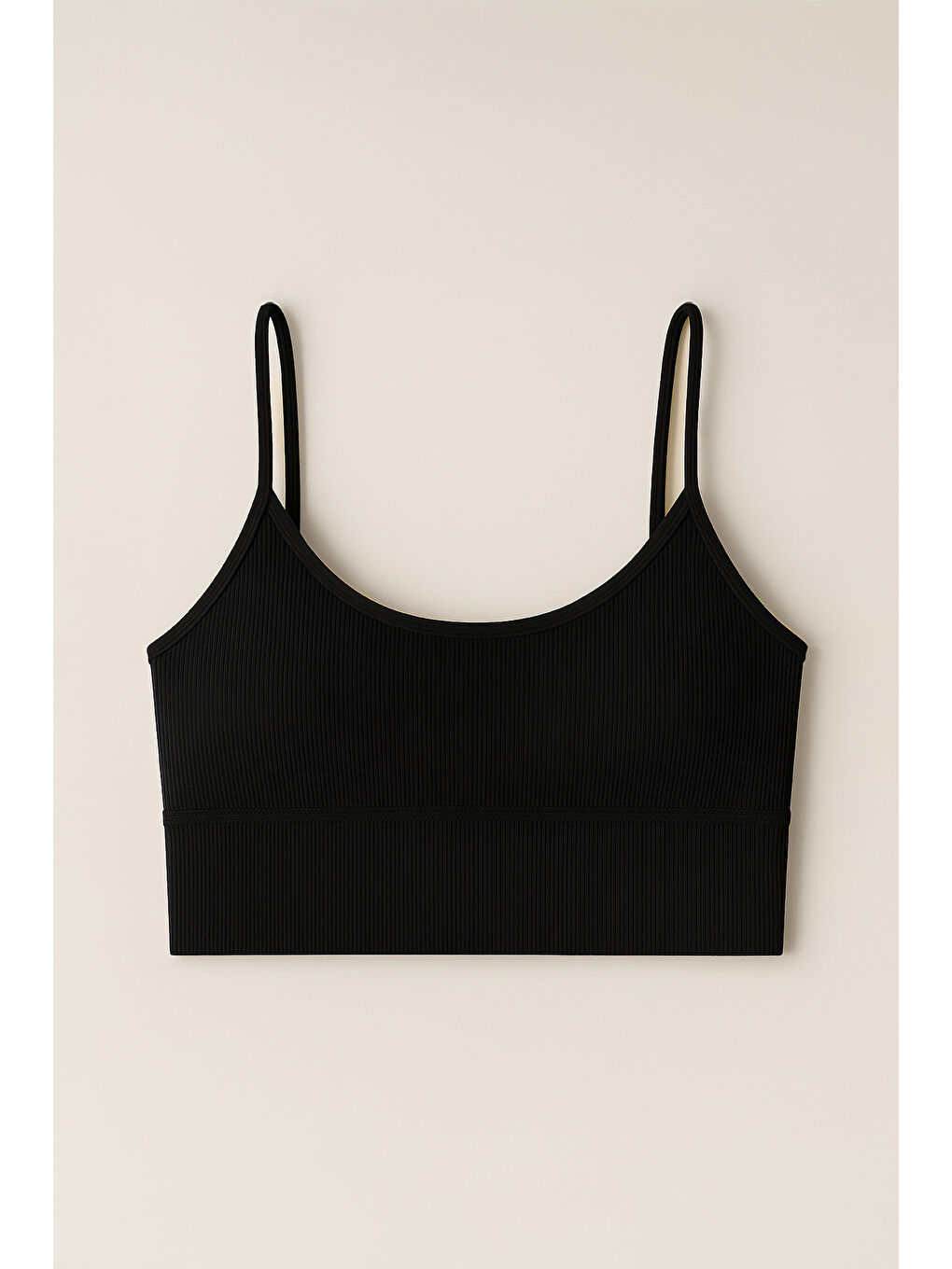 Siyah İnce Askılı Toparlayıcı Ripli Spor Büstiyer-2