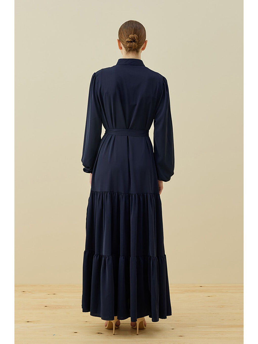 Merwish Broşlu Elbise 1669 Lacivert-3