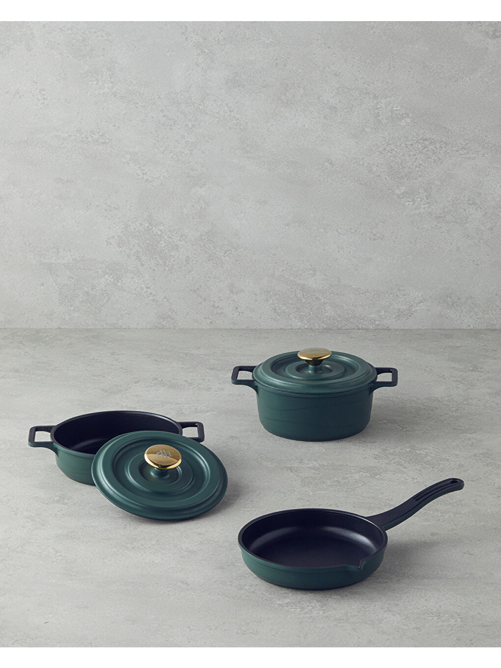 Tiny Taste Döküm Mini Tencere Seti 14x14x14 cm Yeşil