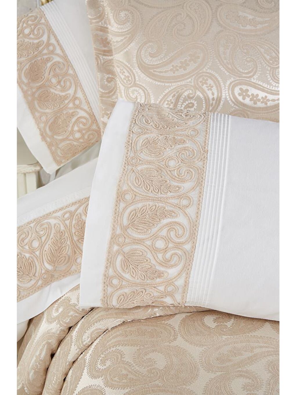 Şal 10 Parça Battaniyeli Çeyiz Seti Bej-4