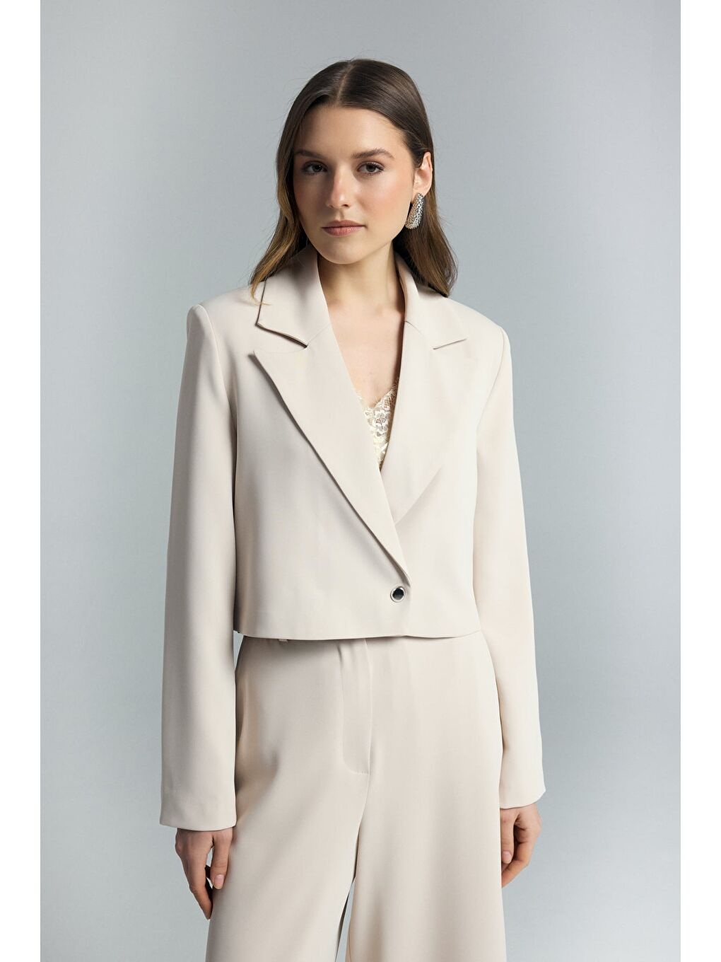 Mari Kısa Ceket - Bej-3