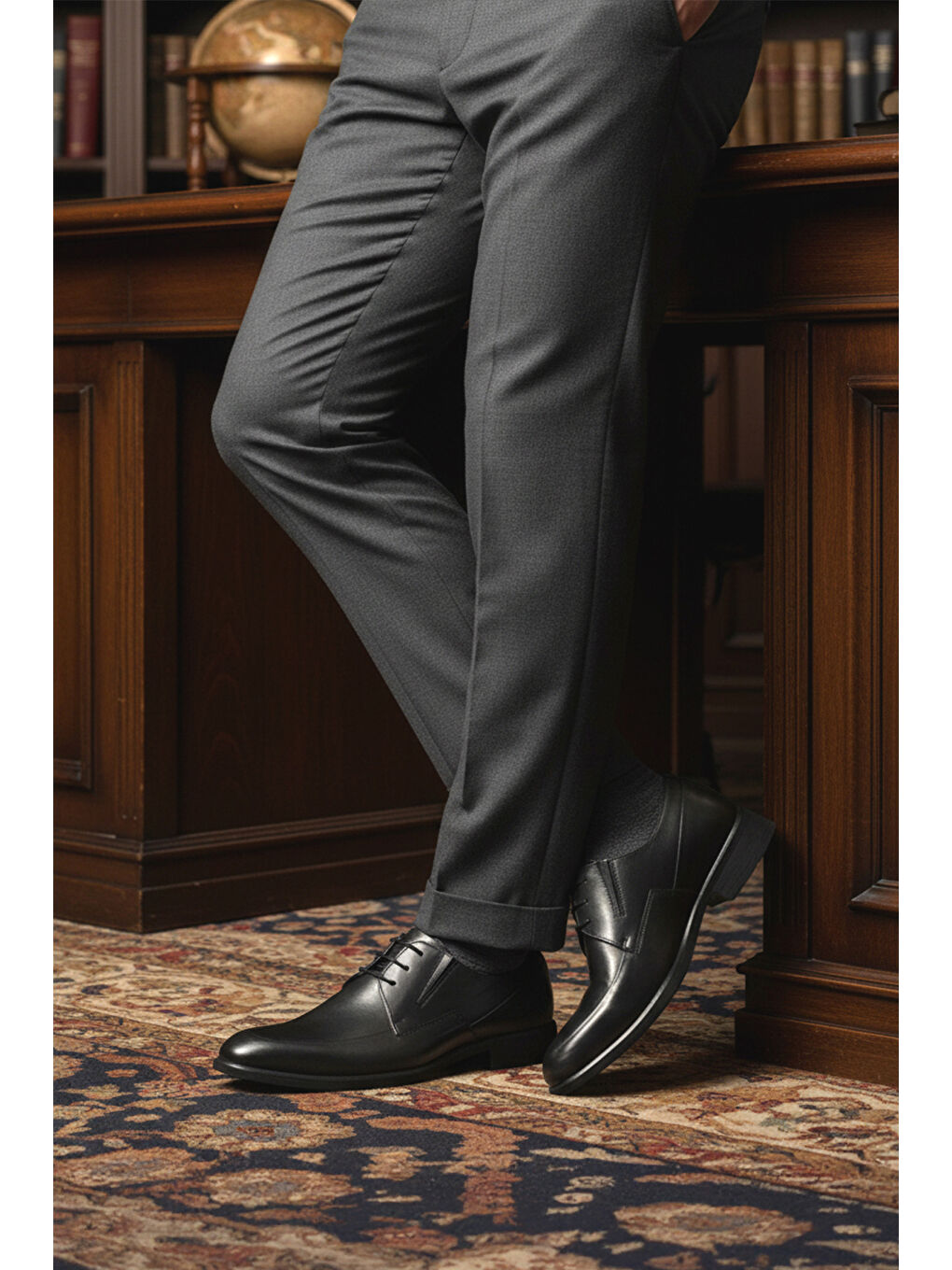 Siyah Hakiki Deri Erkek Klasik Ayakkabı 02238 M-2