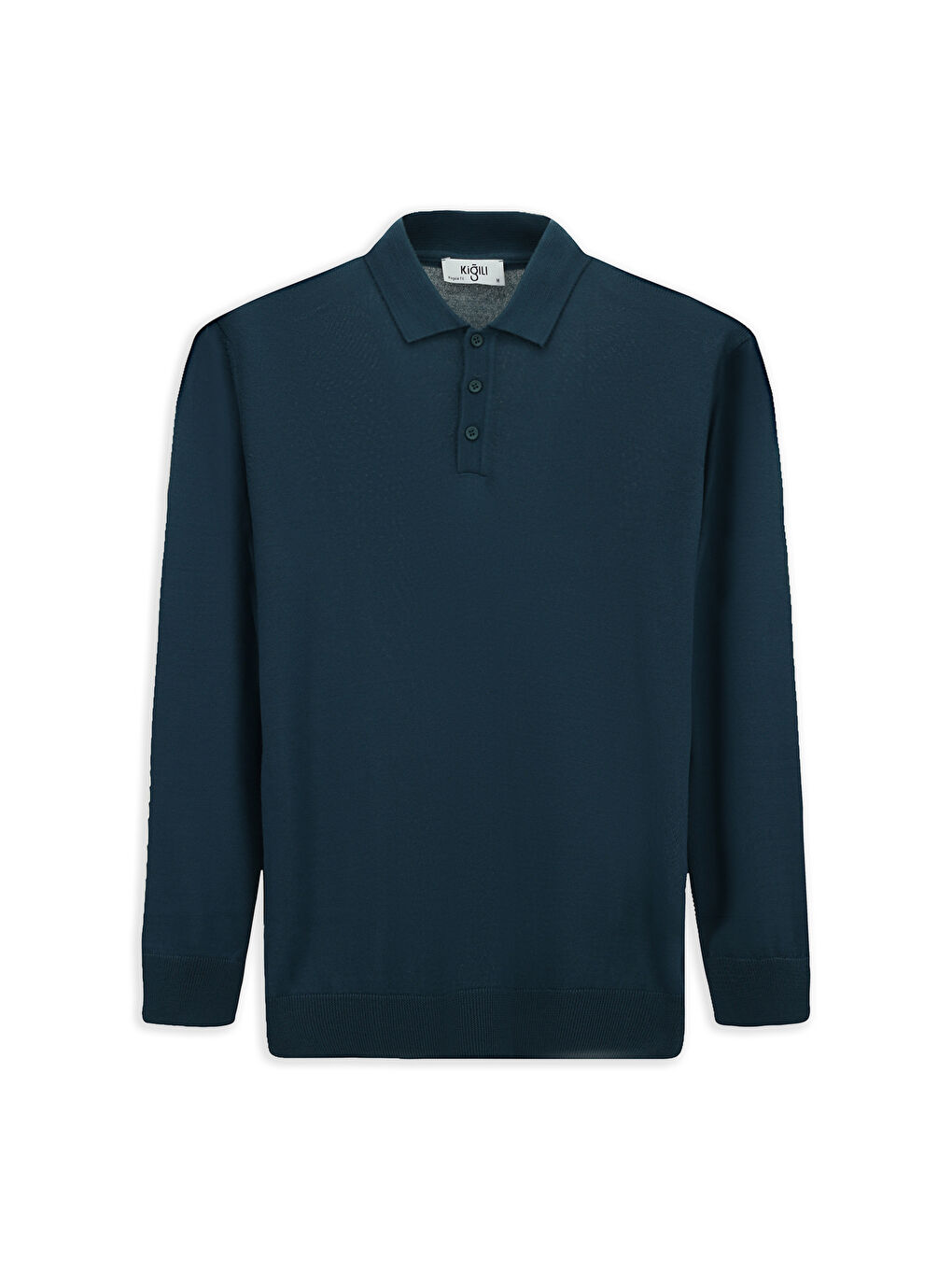 Yeşil Polo Yaka Düğmeli Regular Fit Sıcak Tutan Yünlü Triko Kazak-5