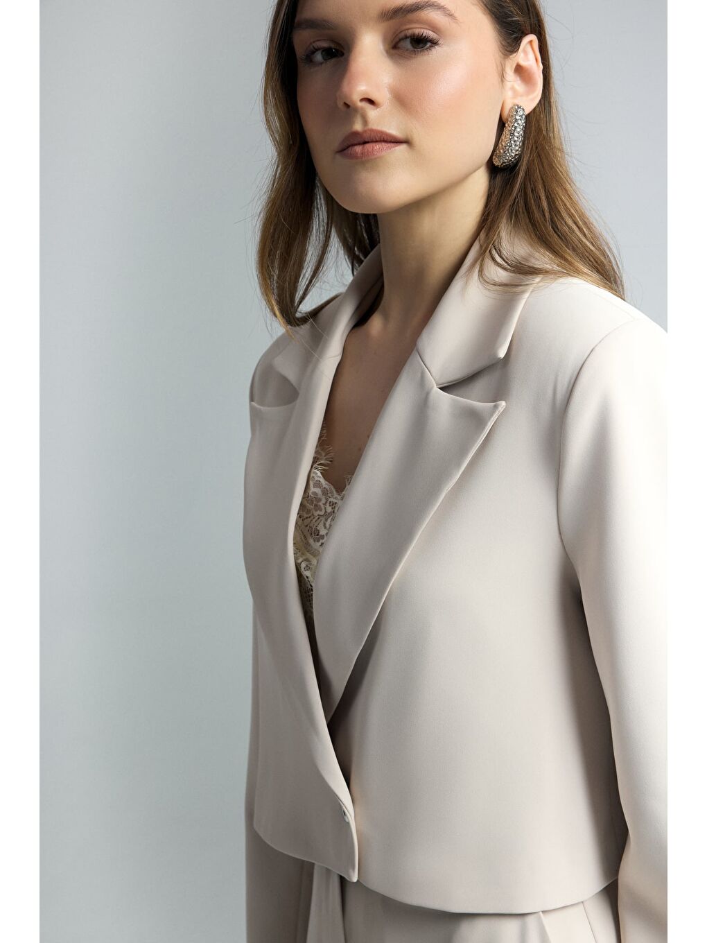 Mari Kısa Ceket - Bej-5