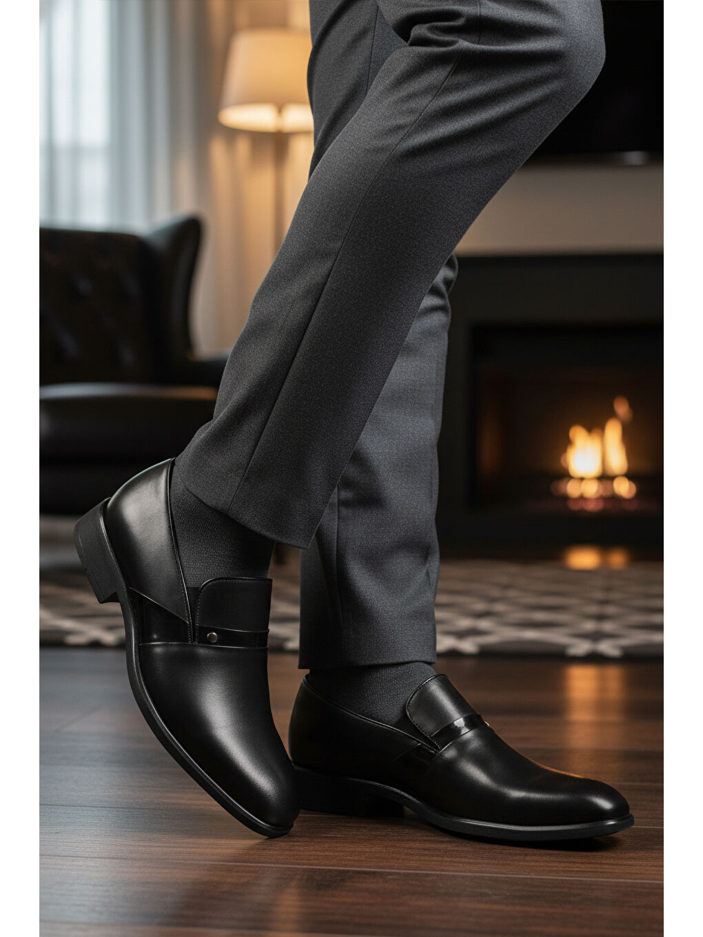 Siyah Hakiki Deri Erkek Klasik Ayakkabı 02213 M-2