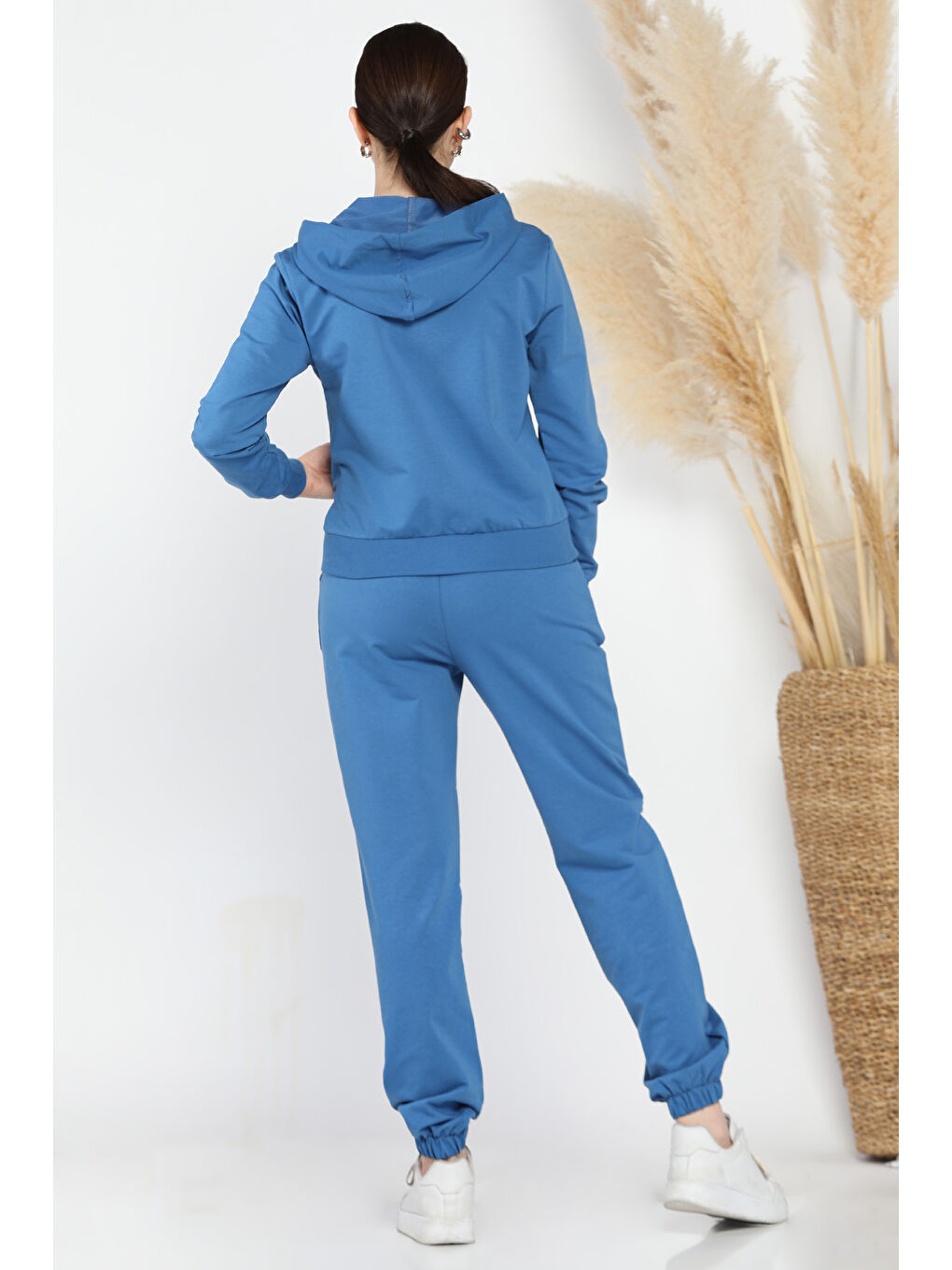 Mavi Kadın Kapüşonlu Fermuarlı Sweat Pantolon Eşofman Takımı-2