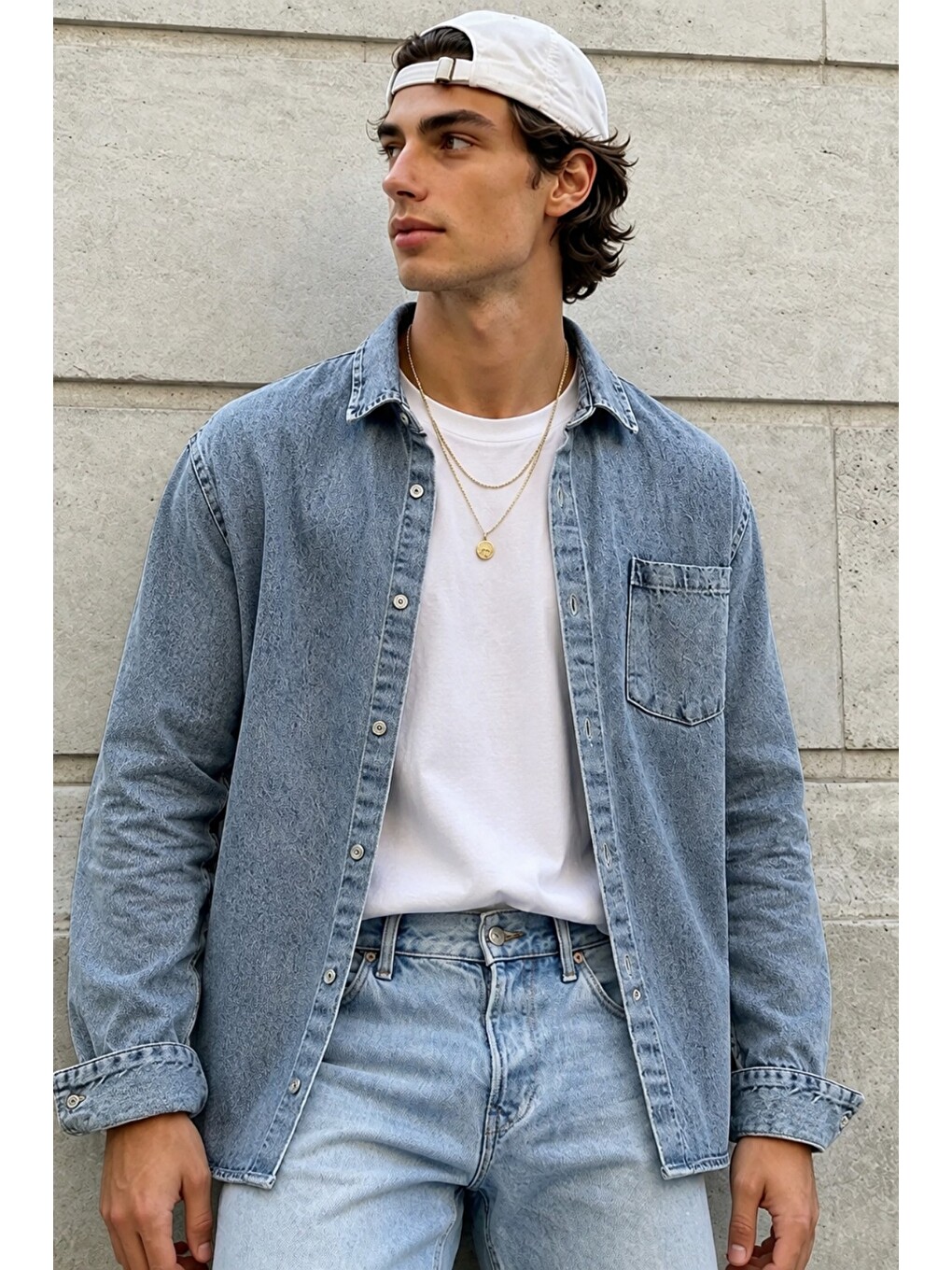 Mavi Erkek Regular Denim Gömlek – Yıkamalı Jean Uzun Kollu Cepli Jean Gömlek