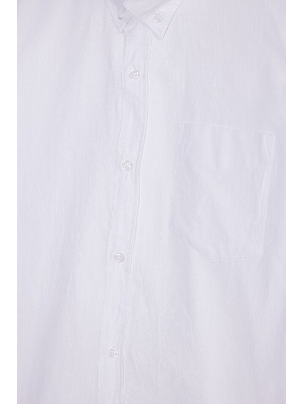 Erkek Slim Fit Dar Kesim Uzun Kollu %100 Pamuk Keten Efektli Düğmeli Yaka Rahat Beyaz Gömlek-3