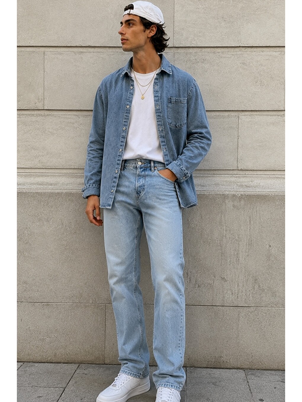 Mavi Erkek Regular Denim Gömlek – Yıkamalı Jean Uzun Kollu Cepli Jean Gömlek-1