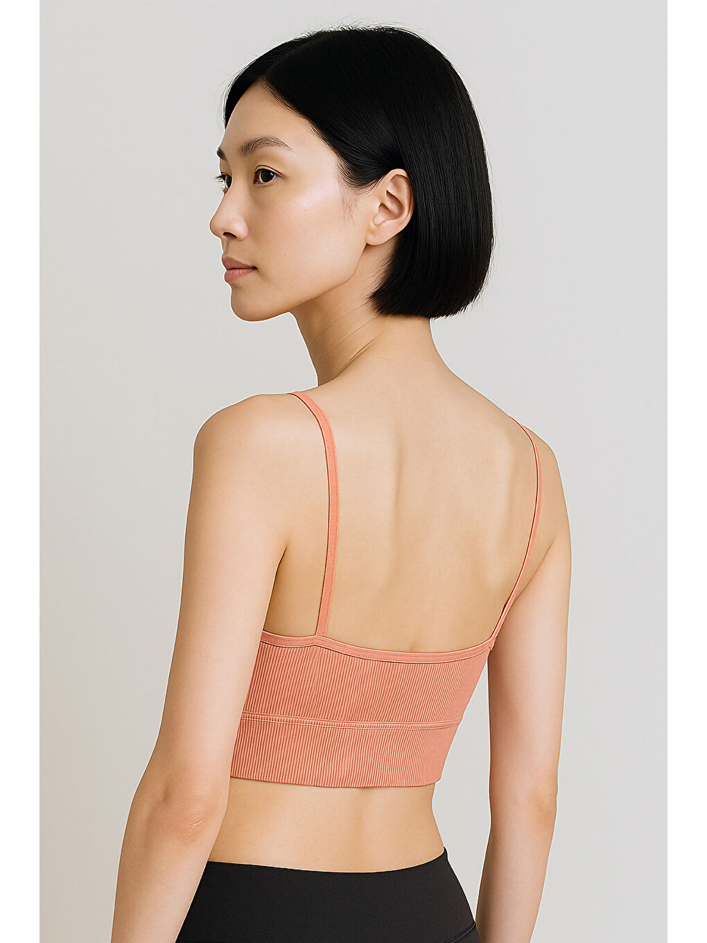 Turuncu İnce Askılı Toparlayıcı Ripli Spor Büstiyer-1