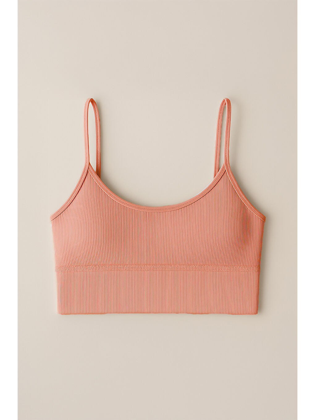 Turuncu İnce Askılı Toparlayıcı Ripli Spor Büstiyer-2