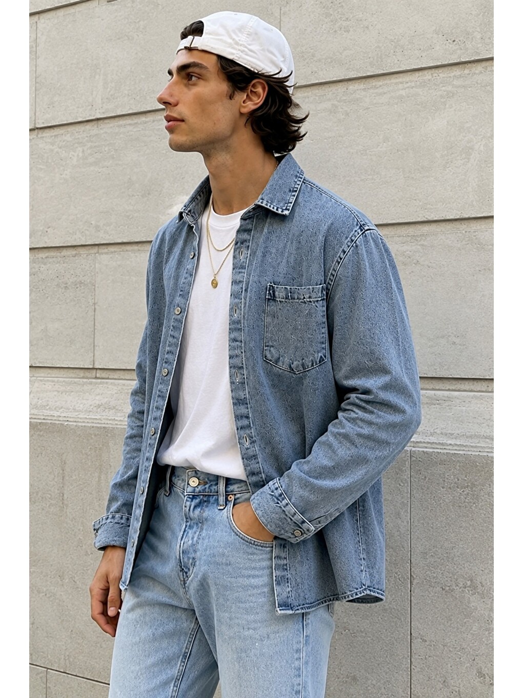 Mavi Erkek Regular Denim Gömlek – Yıkamalı Jean Uzun Kollu Cepli Jean Gömlek-2