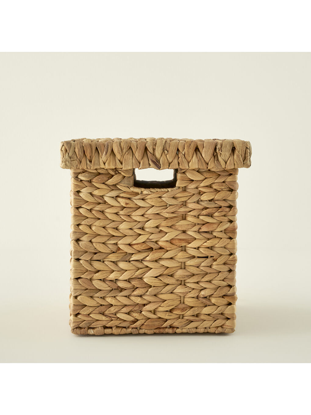 Bej Luna Kapaklı Kare Sepet Naturel (32x32 cm)