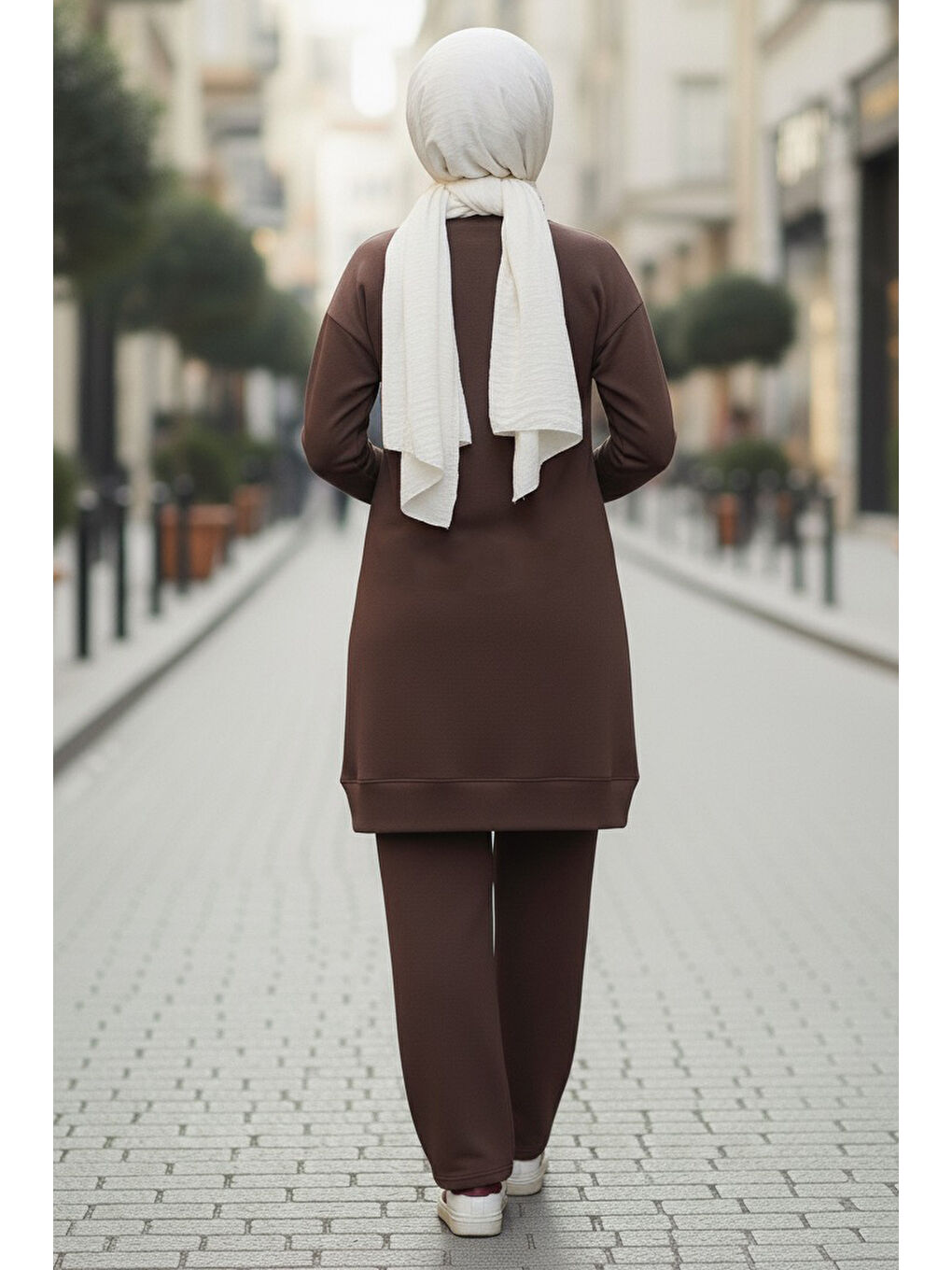 Kahverengi Tunik Pantolon Modal İkİli Takım Kahve - 28004-KAHVE-2