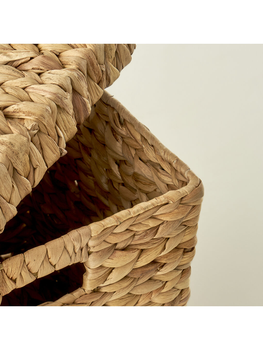 Bej Luna Kapaklı Kare Sepet Naturel (32x32 cm)-1