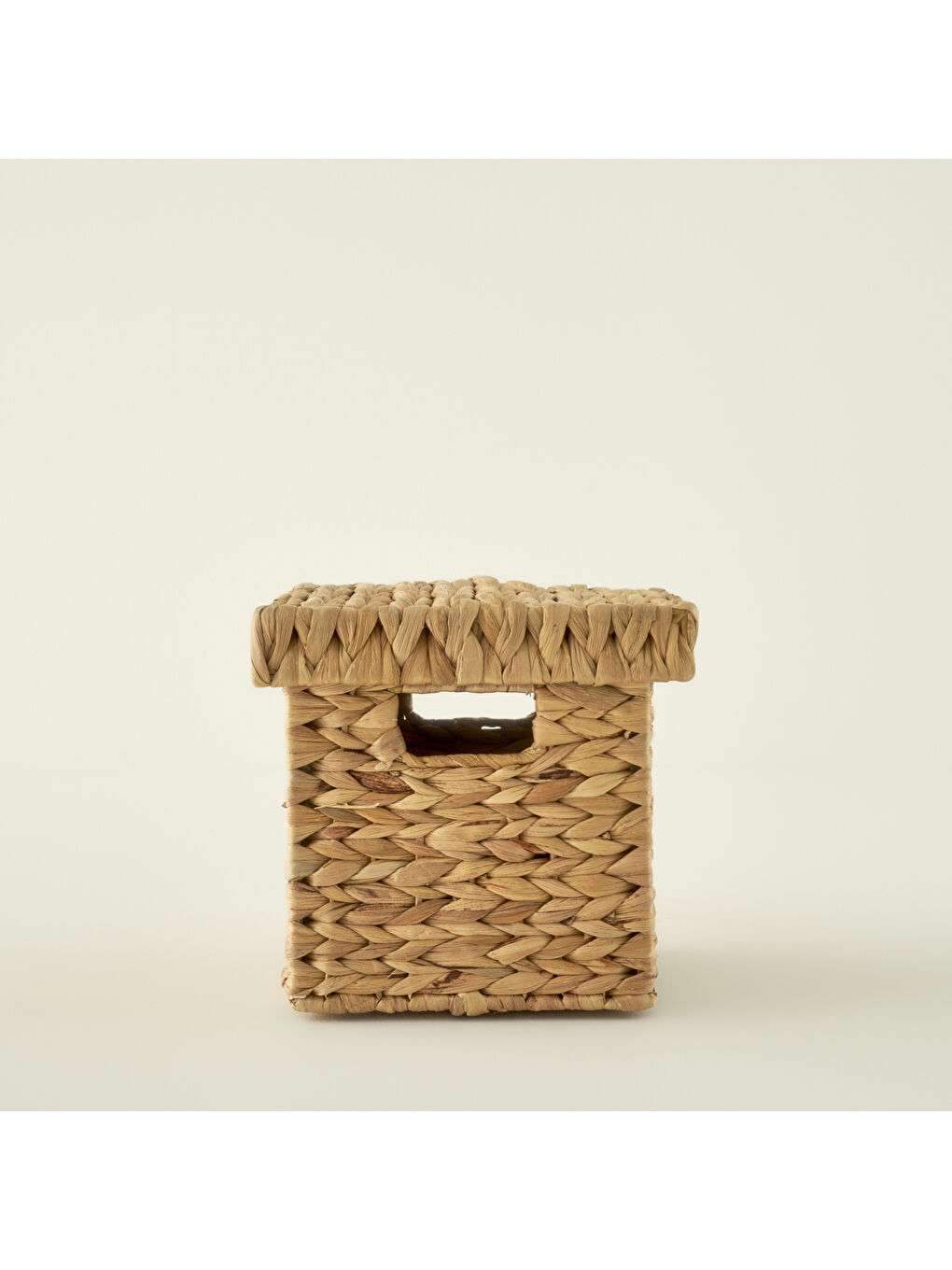 Bej Luna Kapaklı Kare Sepet Naturel (25x25 cm)