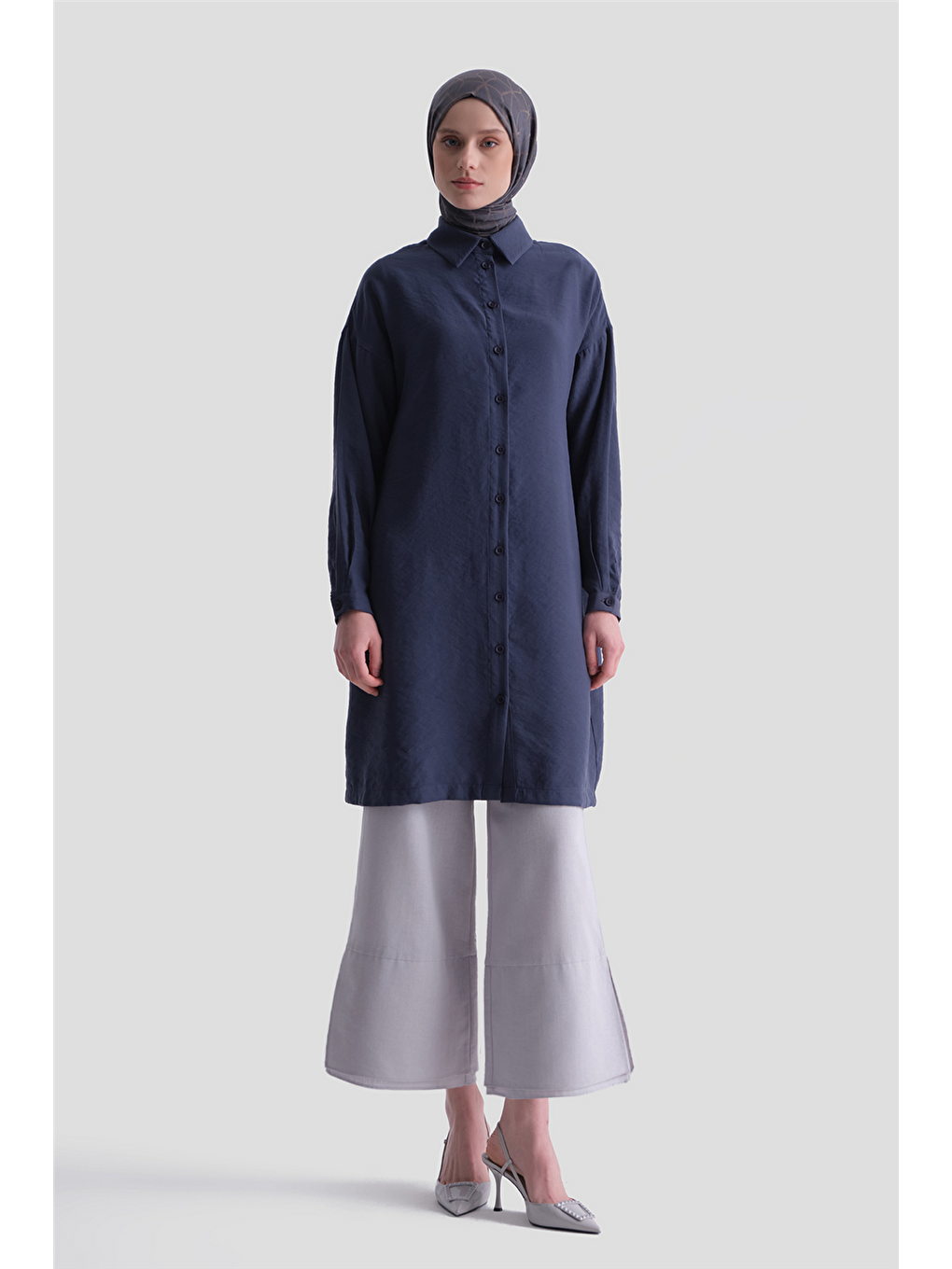 Arkası Nakışlı Tunik Elbise Lacivert