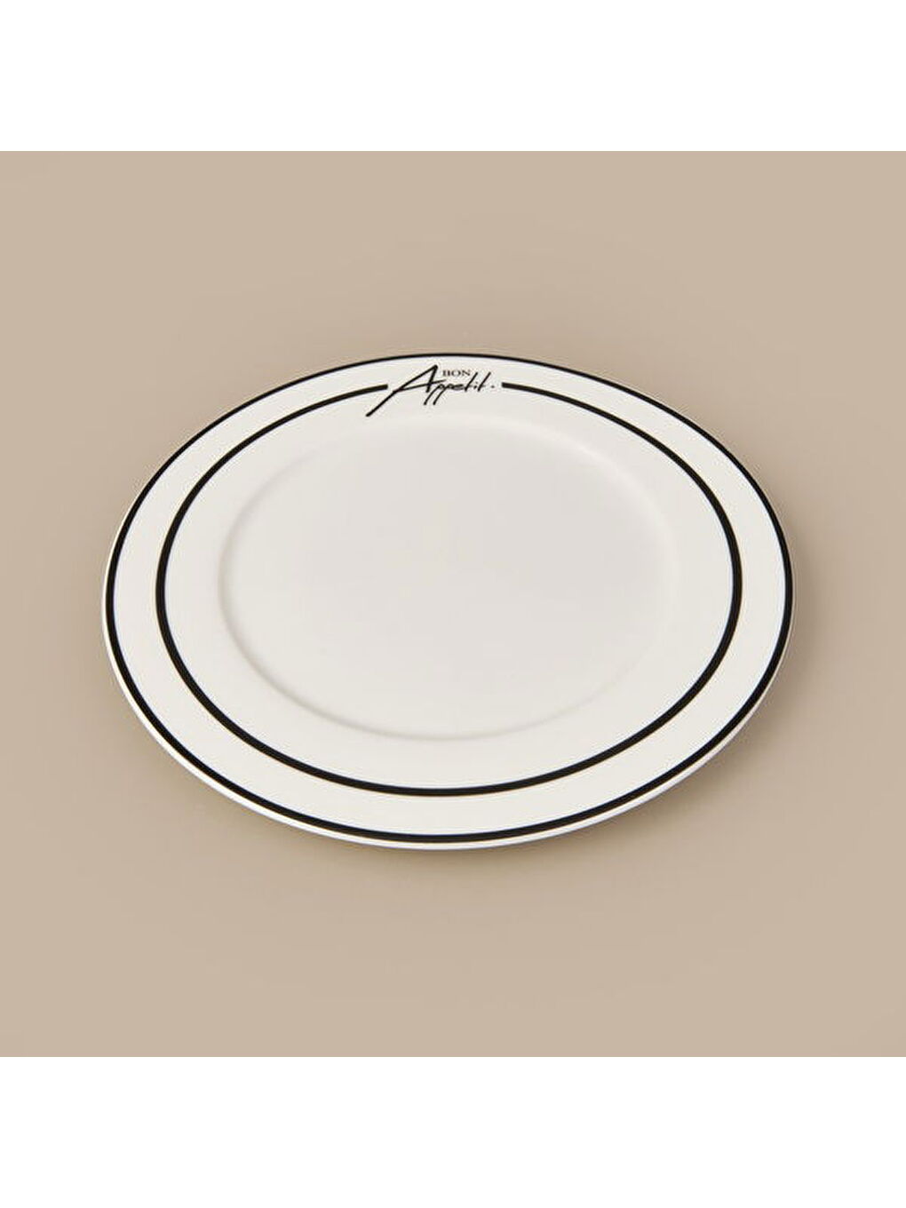 Kitchen Elegant Curves Porselen Servis Tabağı - Siyah / Beyaz - 25 cm