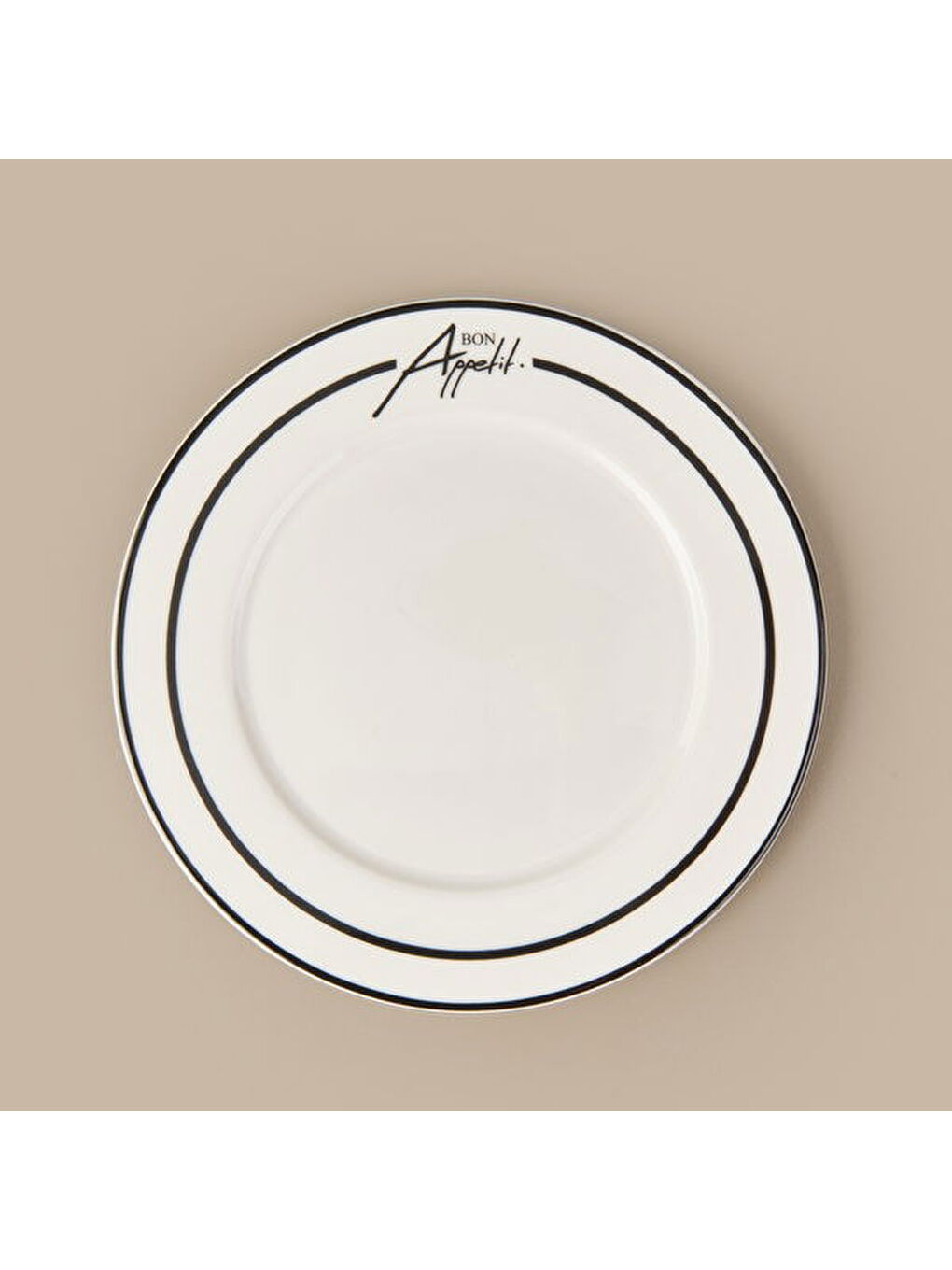 Kitchen Elegant Curves Porselen Servis Tabağı - Siyah / Beyaz - 25 cm-1