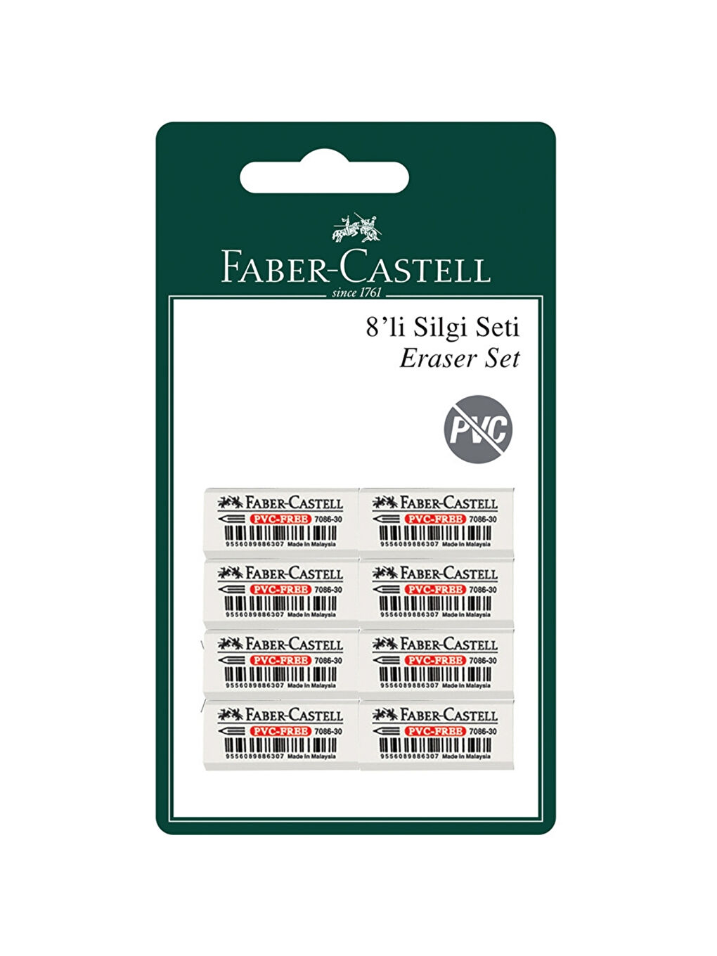 PVC-Free 8'li Beyaz Silgi Seti,Yumuşak Yapı, Toz Bırakmaz, Çevre Dostu