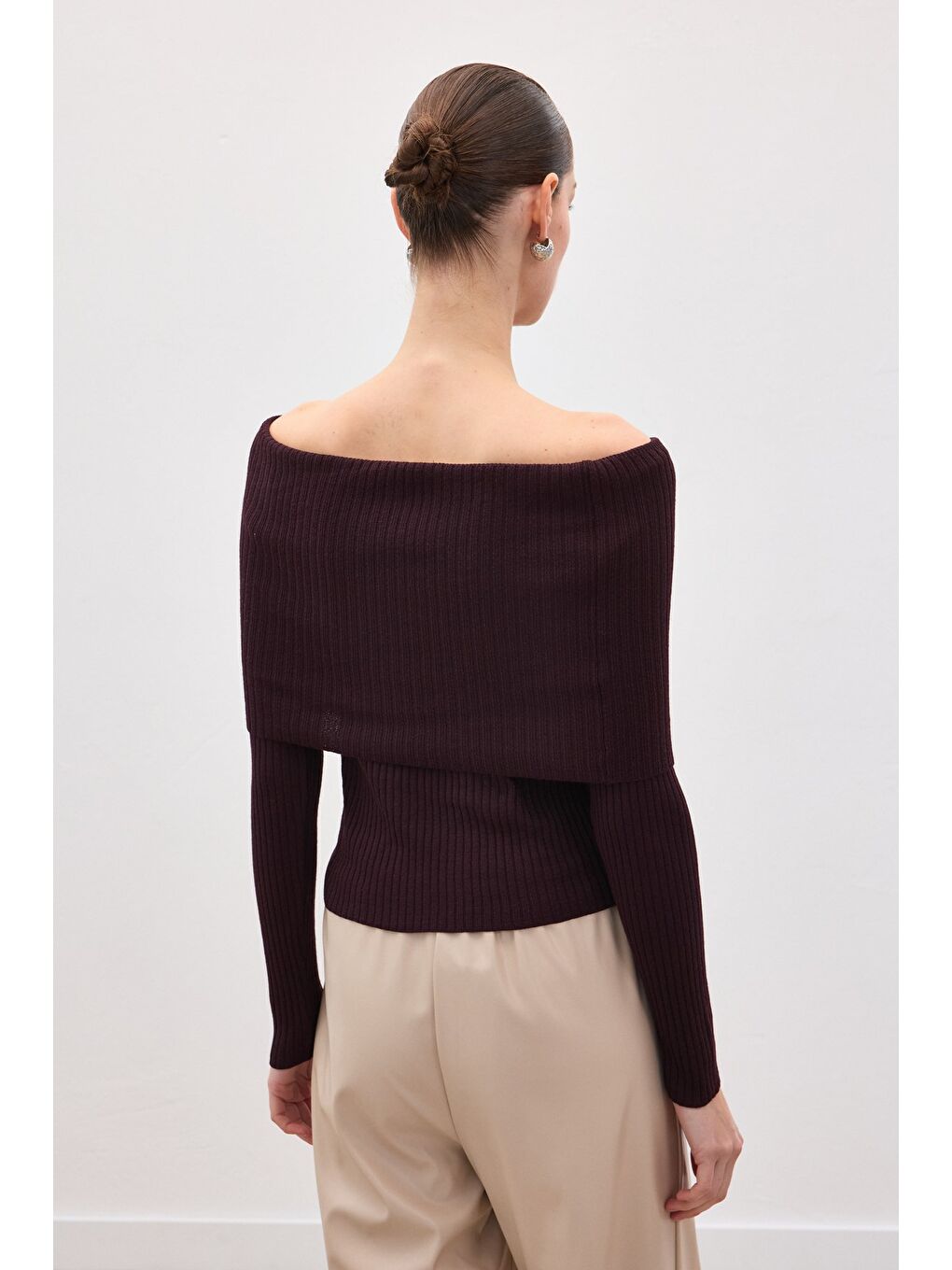 Madonna Yaka Triko - Mürdüm-7