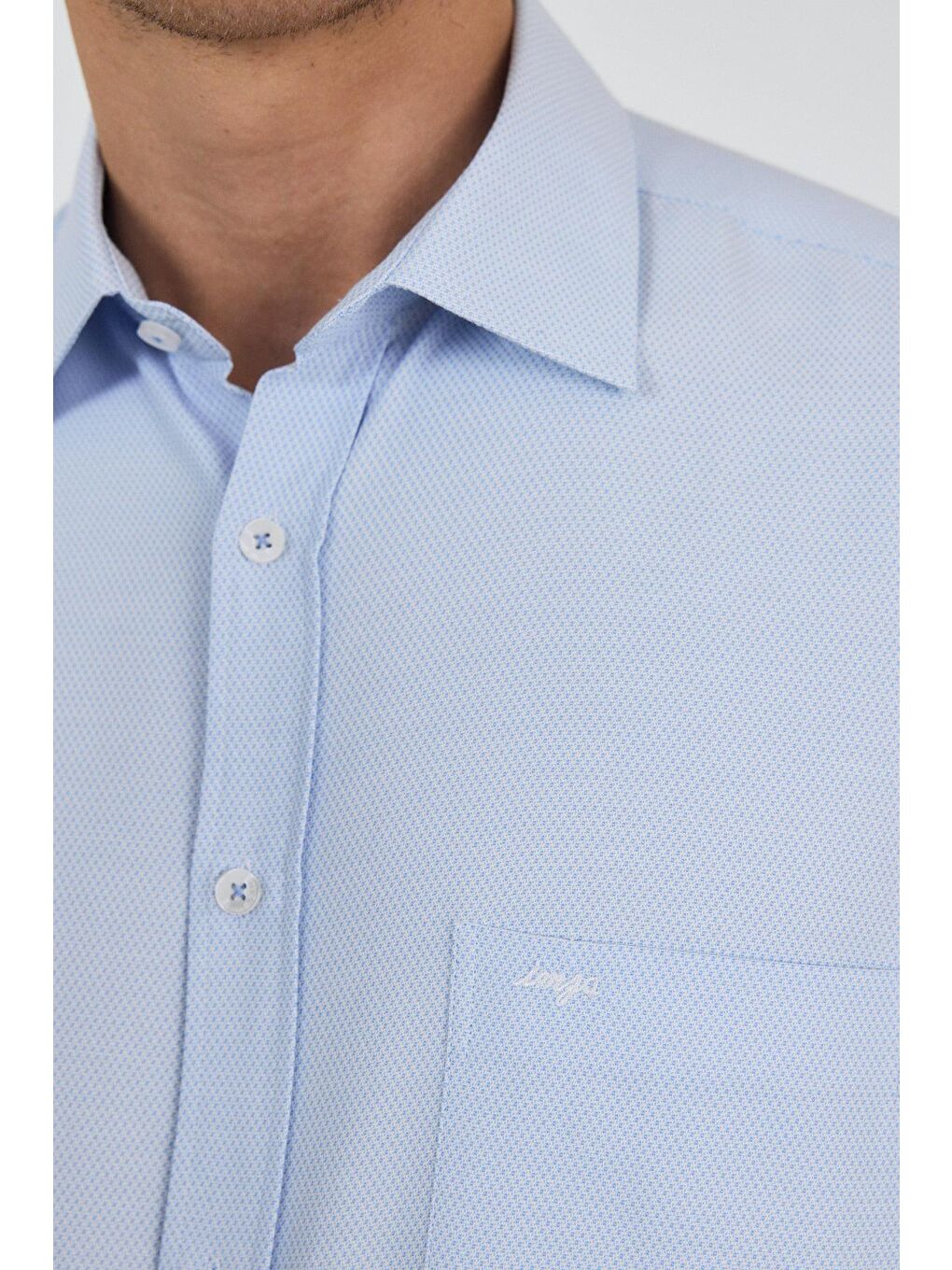 Koyu Mavi Sert Yaka Kendinden Desenli Classic Pamuklu Comfort Fit Büyük Beden Gömlek 1004250220-3