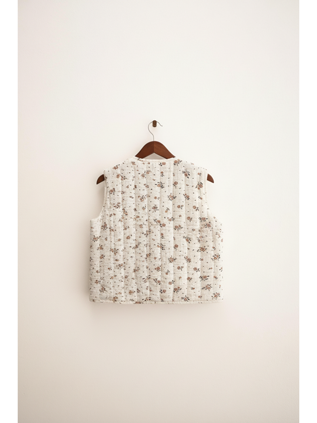Karışık Kız Çocuk Pamuklu Krem Çiçek Desenli Bağlamalı Yelek - Yumuşak Dokulu, Astarlı Tasarım-1