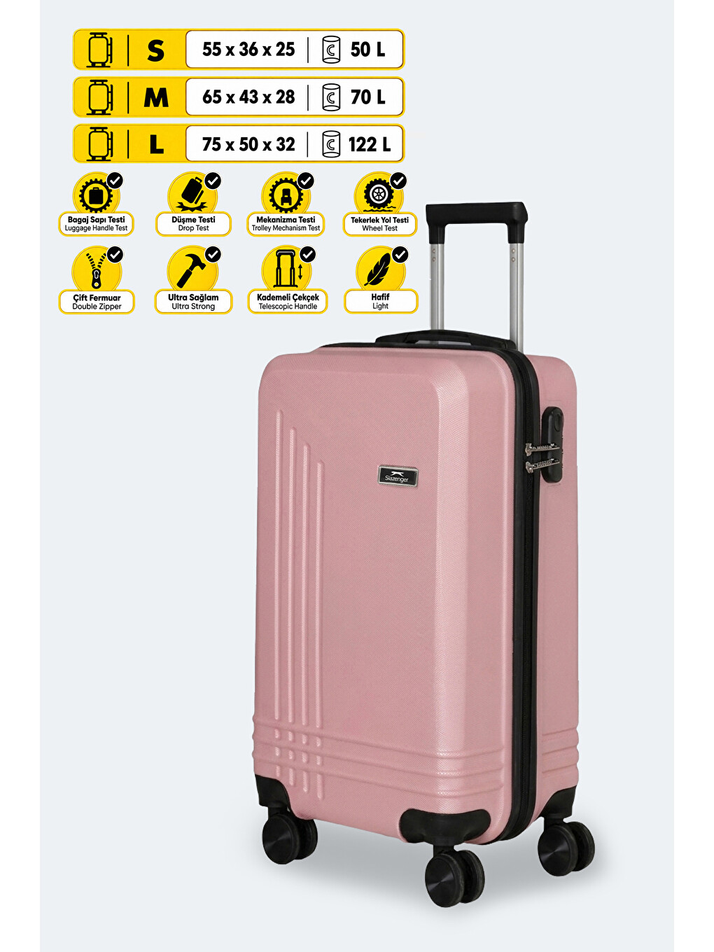 Unıon 3 Lü Set Unisex Pembe Valiz-1