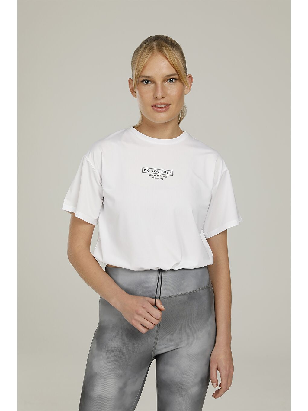 CT206 LENA GATHERED T-SHI Beyaz Kadın Kısa Kol T-Shirt-1