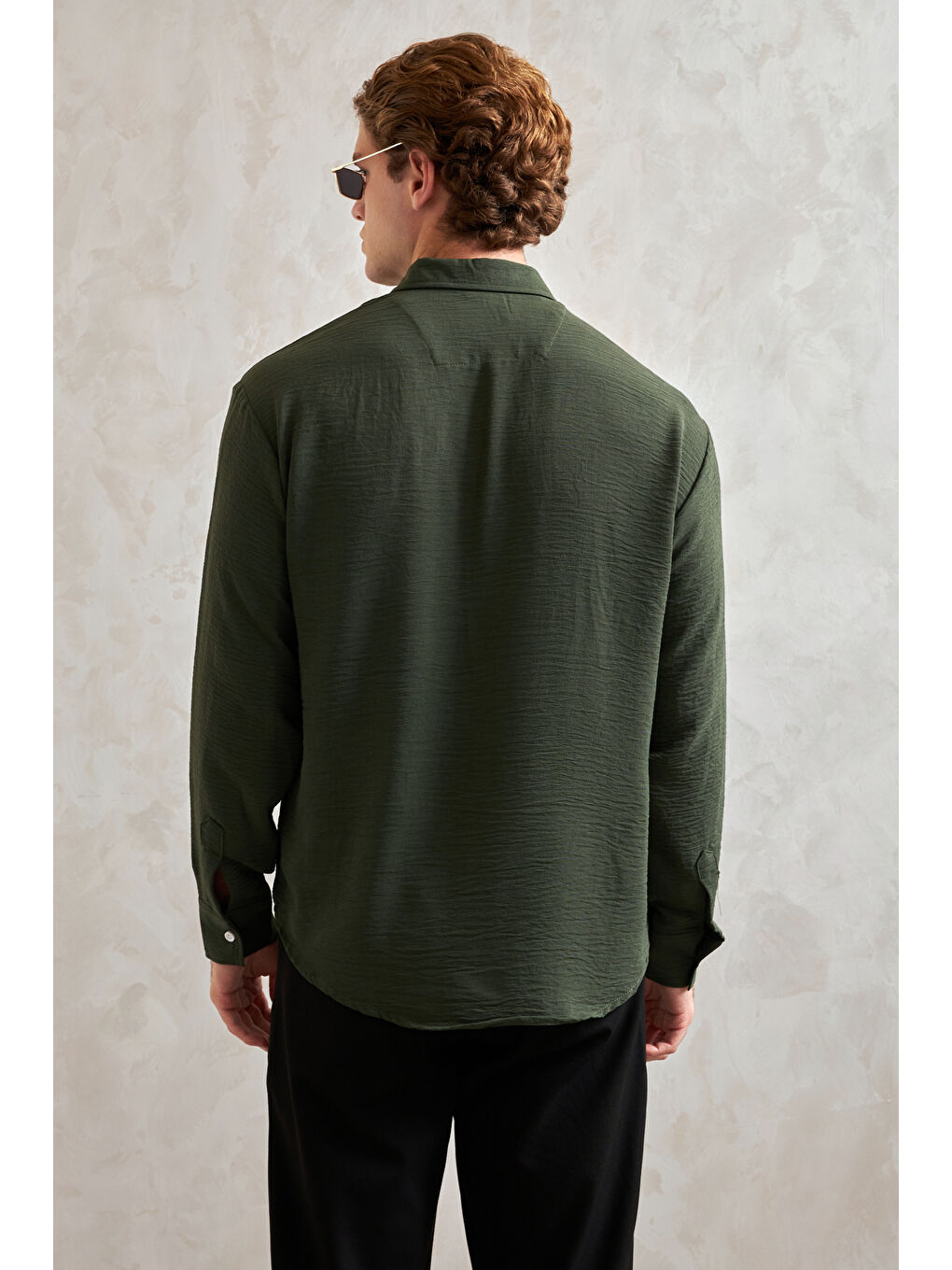 Haki Erkek Oversize Kesim Aerobin Gömlek-4