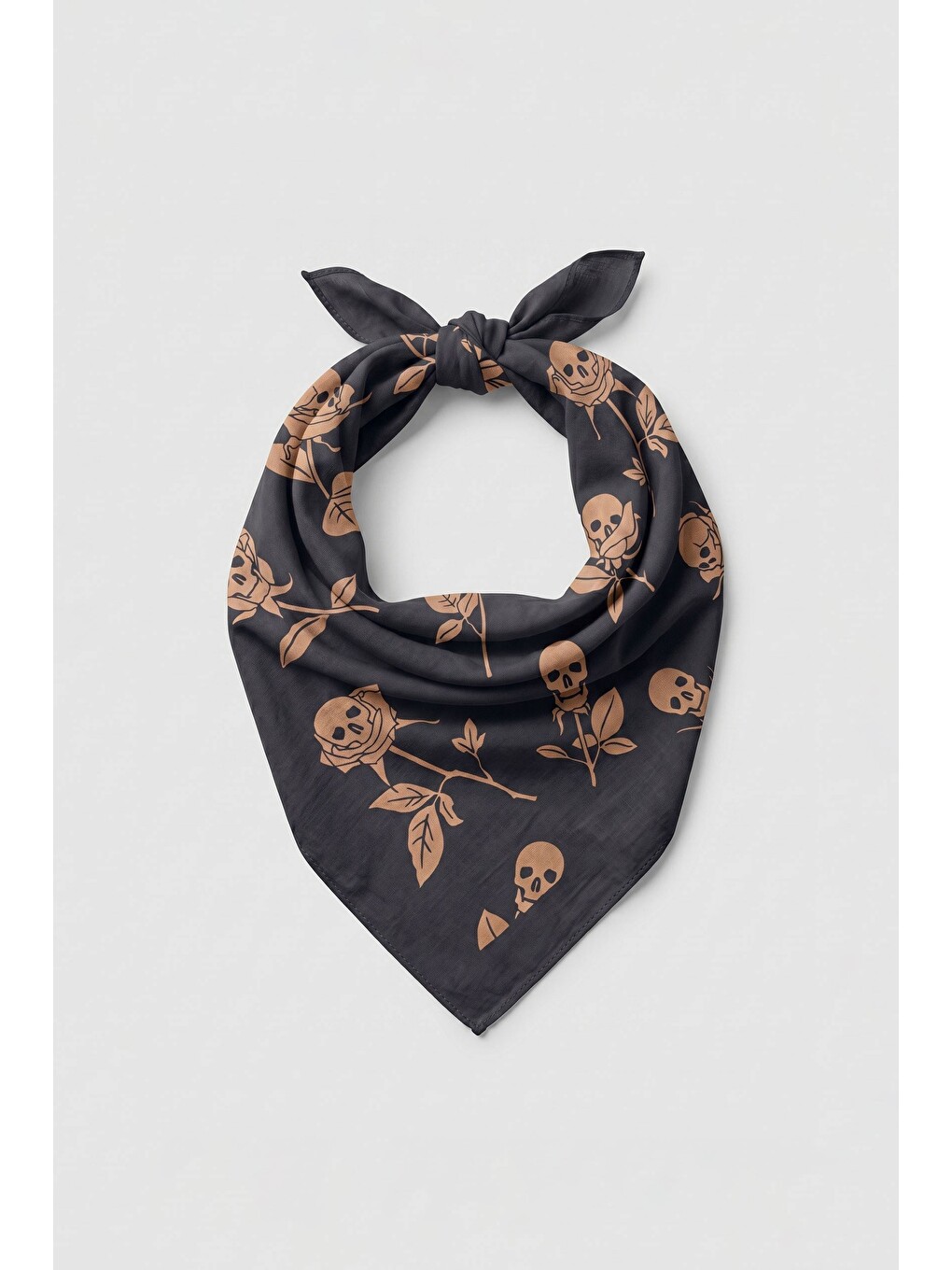Unisex Kuru Kafa Gotik Desenli Bandana Siyah