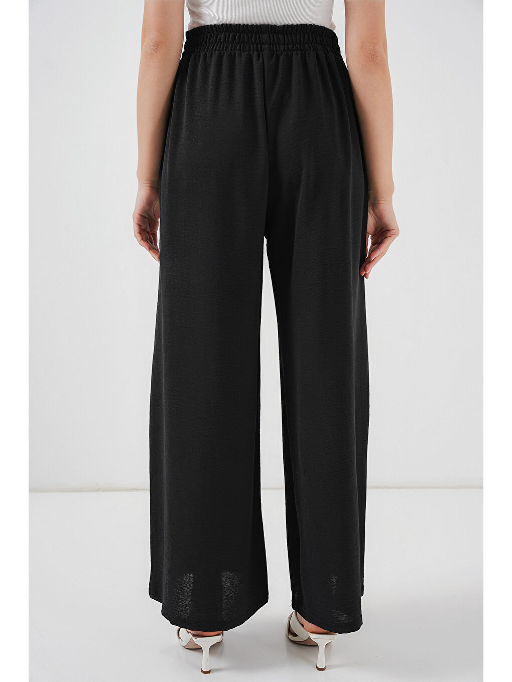 Kadın Geniş Paça Pileli Pantolon 6718 - Siyah-5