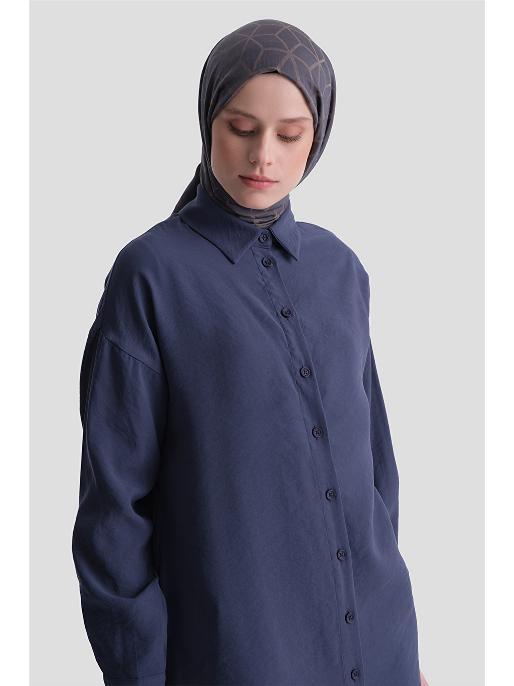 Arkası Nakışlı Tunik Elbise Lacivert-2